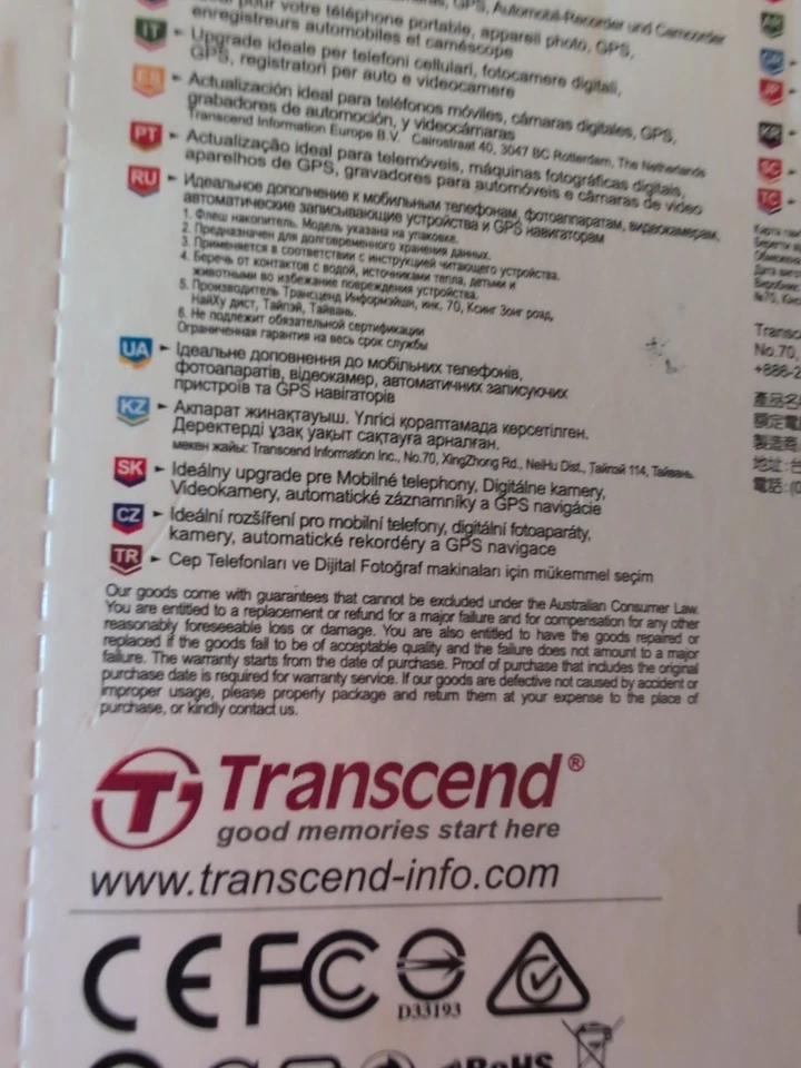 NEW Transcend 32GB MicroSDHC Class10 Memory Card with Adapter 30 MB/s - Image 3 of 4