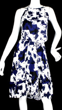 SIMPLY VERA VERA WANG Dress Blouson Sz. L-P High Neck Multicolor Lined Summer