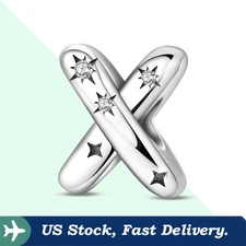 KUNSIR 925 Sterling Silver Letter X Charm For Bracelet Or Necklace Pendant Charm
