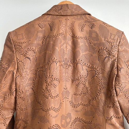 Ralph Lauren Blazer Damen 6 braun Leder geflochten Reitsport Boho Western Chic - Bild 6 von 9