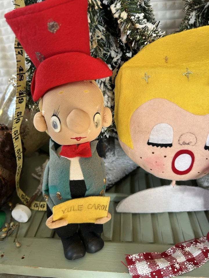 Muñecas Pixie Elf Vintage Años 60 Villancicos de Navidad 11" Japón MCM + Ángel y Muñeco de Nieve Foto 3 de 4