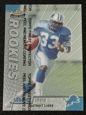 1999 Finest Football #157 Sedrick Irvin Base Rookie Card RC W/ PEEL Det Lions