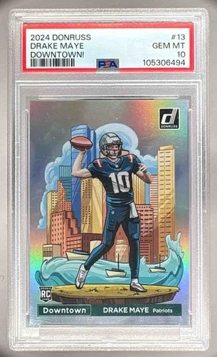 Drake Maye 2024 Panini Donruss #13 Downtown! SSP Rookie RC PSA 10