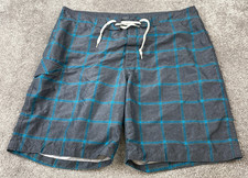 Old Navy Swim Trunks Unlined Board Shorts Men's Size XXL Gray Blue Check