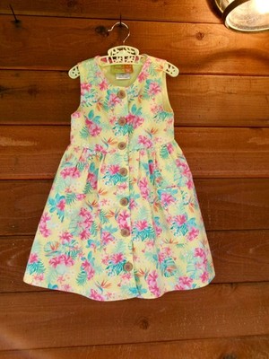 Penelope Mack toddler dress cotton yellow tropical floral lined sleeveless 3T