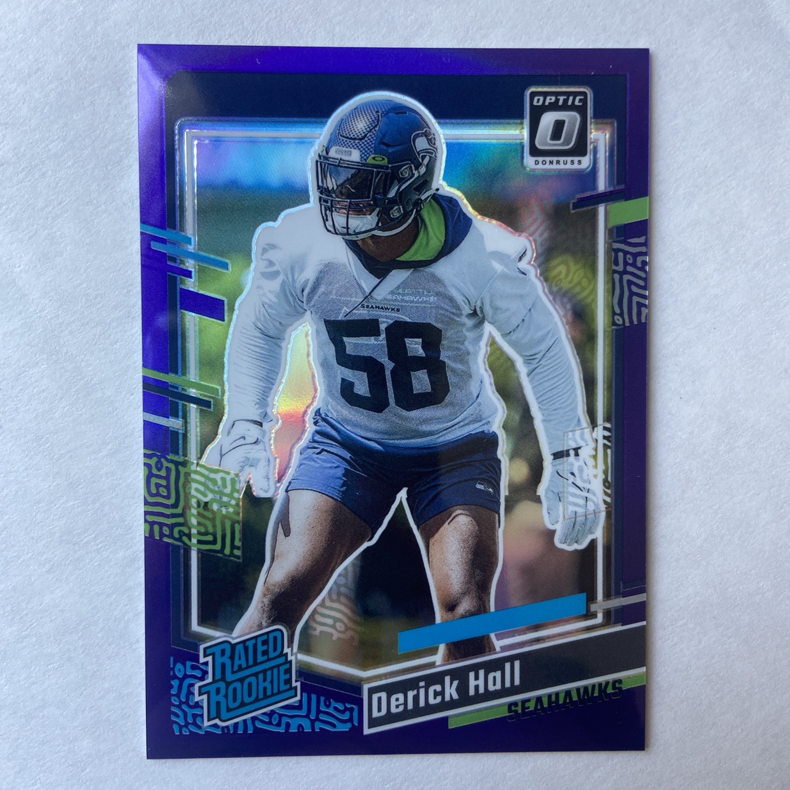 2023 Panini Donruss - Rated Rookie Derick Hall #388 Optic Preview Purple...