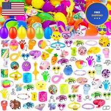 100PCS Prefilled Easter Eggs with Novelty Toys, Plastic Easter Egg Fillers Toys