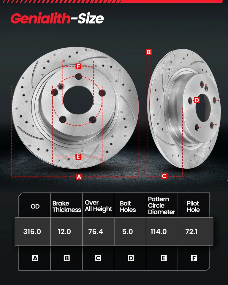 8pc Front Rear Drilled Rotors Brake Pads for 2008-2012 Jeep Liberty Dodge Nitro Foto 3 de 4