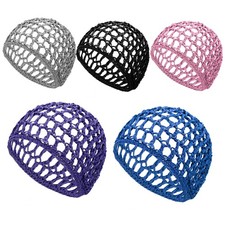 5 Pcs Soft Mesh Crochet Hair Nets for Women, Breathable Sleep Cap  Black