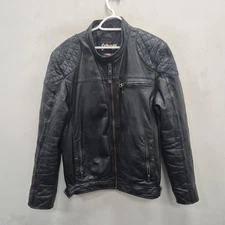 Schott NYC Motorcycle Black Leather Biker Cafe Racer Eagle Jacket Size Large