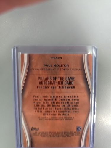 2025 PAUL MOLITOR Topps Tribute Pillars Of The Game AUTO /75 ๐ฅ HOF - Picture 9 of 10