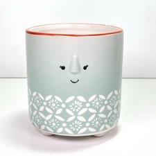 KitchenCraft Ceramic Face Plant Pot Novelty Cachepot Light Green & Orange Rim