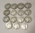 Lot Of 15 Mercury Dimes 90% Silver  Winged Liberty Circulated Ungraded # 94