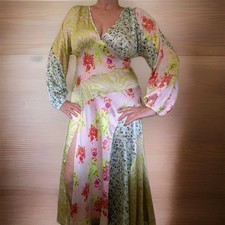 Dress maxi boho Formal Size 16 Women's sleeves colourful side split Party Event 