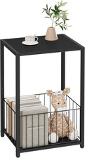 Side Table with Magazine Holder Record Player Stand with LP Shelf LP Storage