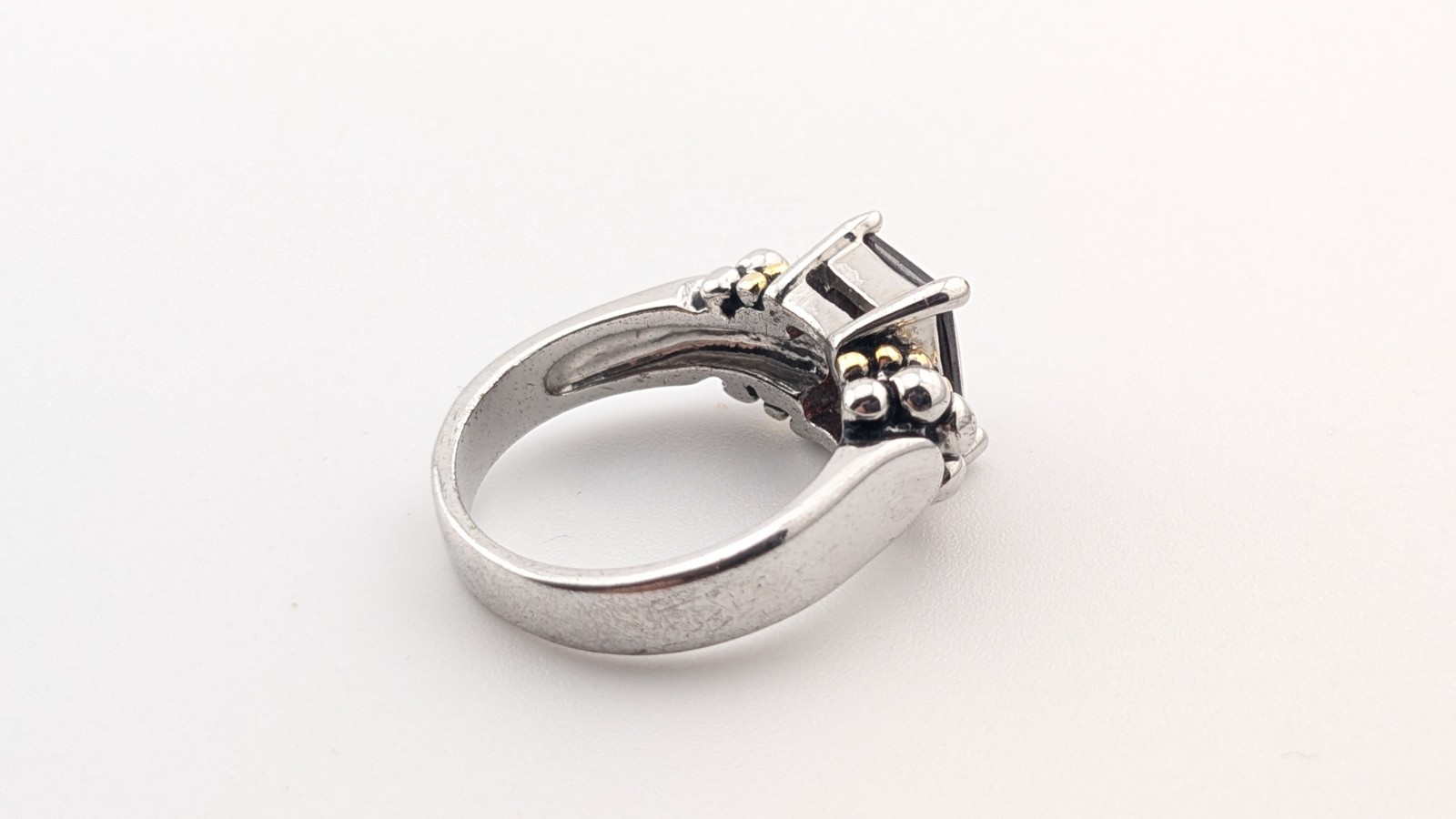 Silver Tone Ring Costume Rectangular Red Main Sto… - image 6