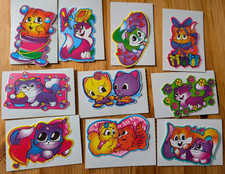 VINTAGE CUTE CAT KITTEN STICKER LOT OF 10 VENDING MACHINE LISA FRANK COLORS