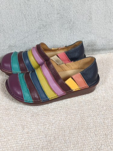 Spring Step shoes Firefly Multicolor Striped Leather Slides Clogs Womens 38/7 - Picture 9 of 9