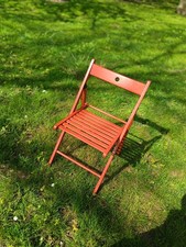 wooden folding slatted chair