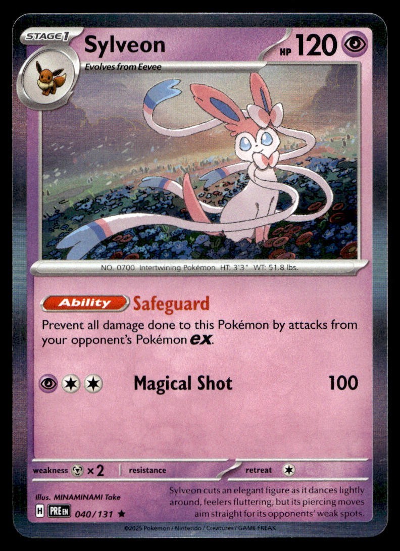 Sylveon 40/131 Pokemon Card Prismatic Evolutions Rare 120 HP Holo NM BD
