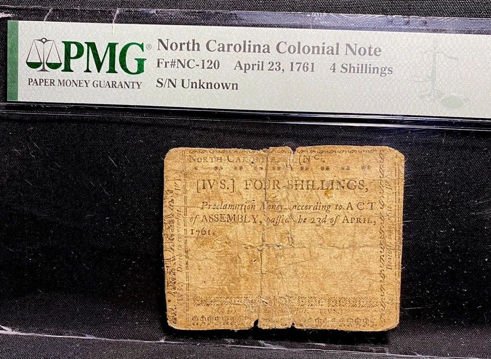1761 NORTH CAROLINA American Revolution Colonial Currency Bank Note, NC-120 PMG - Image 2 of 4