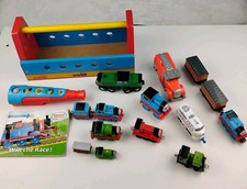 Thomas  Friends Lot Percy Thomas Flynn Engines Wood Case Book Trailer Lot of 18