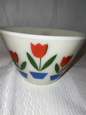 SET OF 4 FIRE KING TULIP NESTING BOWLS