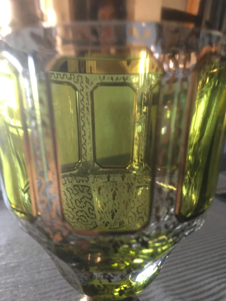 Bleikristall Überfang Glas Weinrömer 24 Karat Golddekor handbemalt Joska Waldgl. - Bild 4 von 4