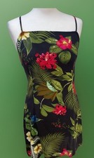 prettylittlething, Black Tropical Print Strappy Summer Dress  Size 12