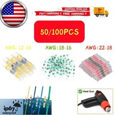 50Pcs Waterproof Heat Shrink Solder Seal Sleeve Butt Wire Connector Terminal Kit