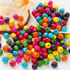 200Pcs Colourful Wooden Beads Natural Wooden Handmade Beads round Painted Wood S