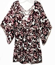 NWT Abercrombie& Fitch Boho Floral Festival Dress Tunic Lattice Open Back Size M