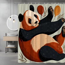 Panda Balloon Shower Curtain Cute Animal Graphic Print