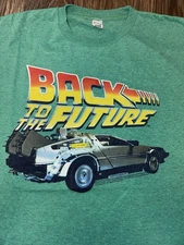 Back to the Future Men's Turquoise T-Shirt Size Large