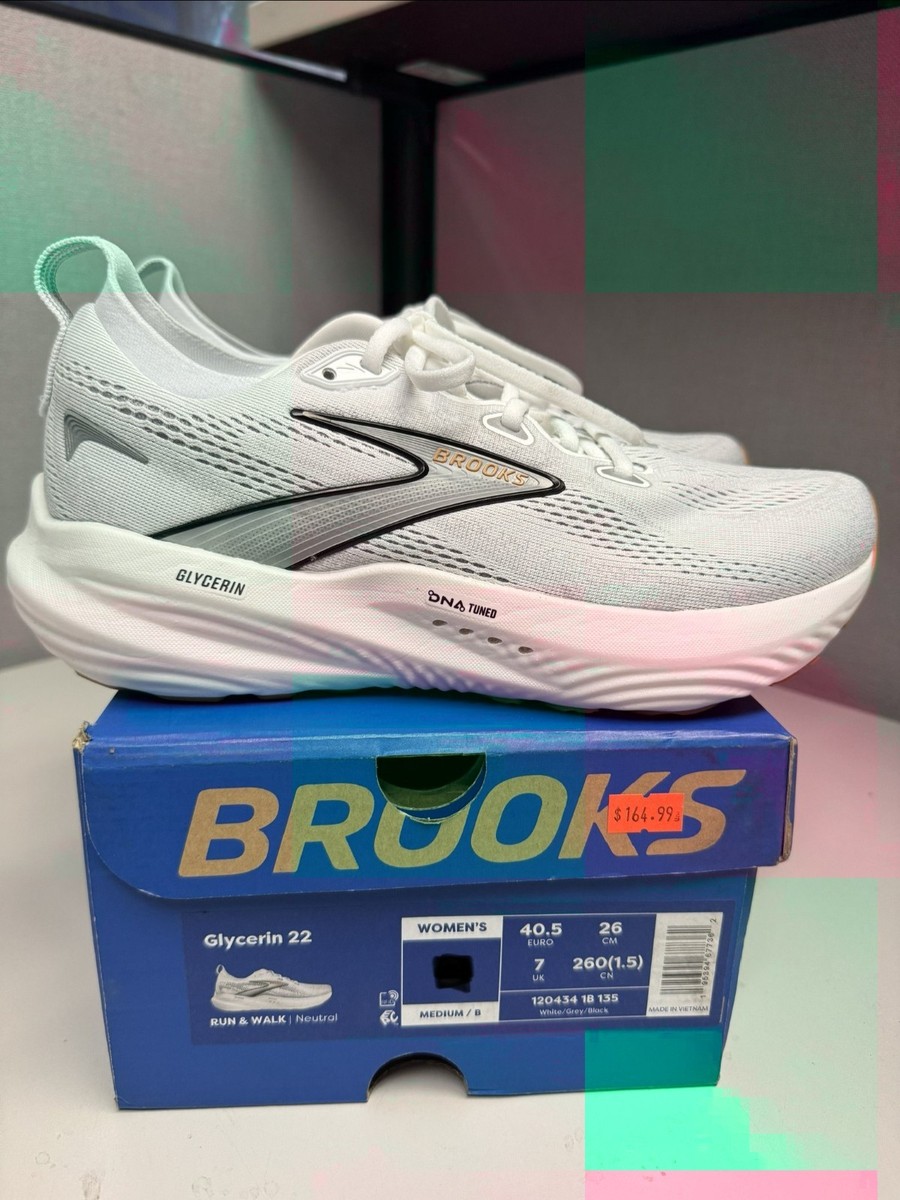 Size 9 - Brooks Glycerin 22 White Grey Black W for sale online | eBay