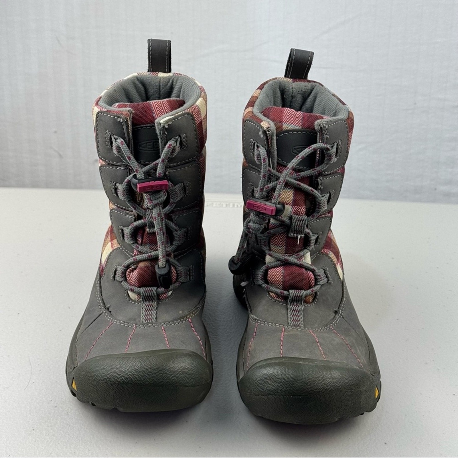 Stivali Keen Loveland impermeabili bambini rosa a quadri grigi 200 g isolati taglia 1 EUR 33