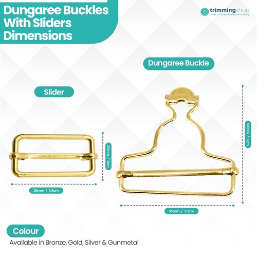 Metal Dungaree Buckle & Slider Set 35mm Clips for Braces Overalls Dressmaking - Picture 26 of 53
