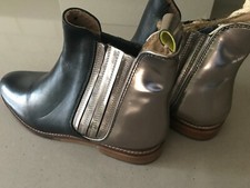 Image of JOULES Westbourne Chelsea Leather Boots Black/Pewter Sz 4 5 8 RP£140 FreeUKP&P