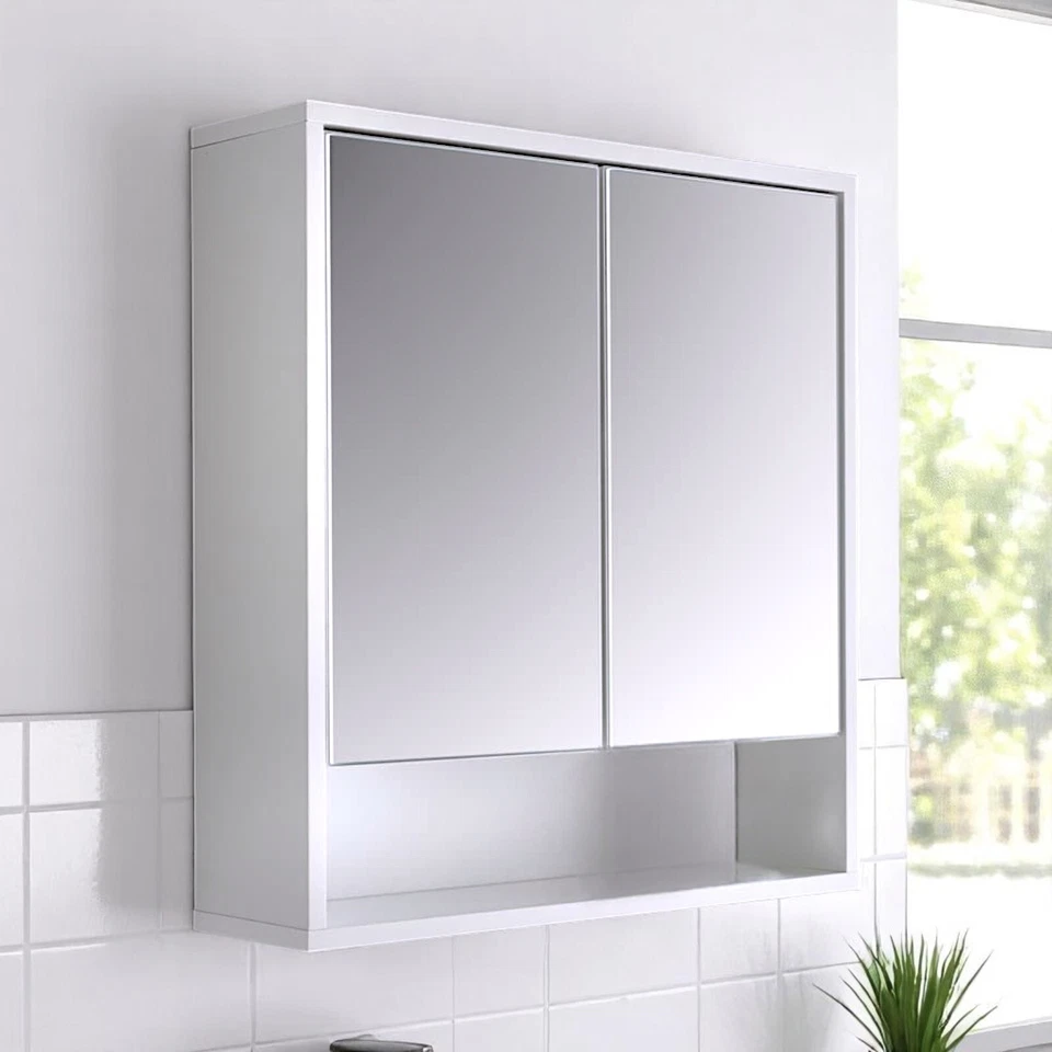 New Stunning Norsk High Gloss Bathroom Mirror Cabinet Perfect Bathroom Storage - Image 3 of 3