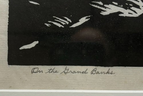 Raro LINDENMUTH DE MUERTE ""En los Grandes Bancos"" LINOCUT - Artista importante de Provincetown - Imagen 5 de 11