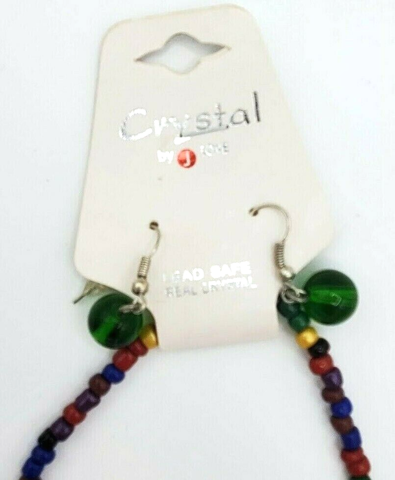 NWT Crystal by Love Necklace & Earring Set Green Bead Lead Safe Real
