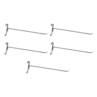 5 Pc CHROME 12'' Long Gridwall Hooks Grid Panel Display Wire Metal Hanger Retail