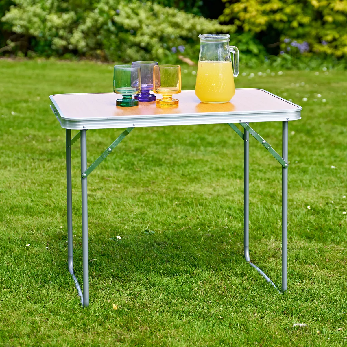 Table de camping pliante portable 2,3 pieds effet bois aluminium fête  barbecue à