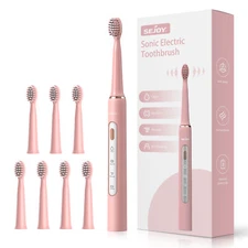 SEJOY Sonic Electric Toothbrush USB Rechargeable 7Dupont Brush Heads Smart Timer