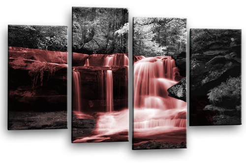 Large Waterfall Canvas Print Wall Art Purple Grey White Landscape Split Panel - Picture 6 of 30