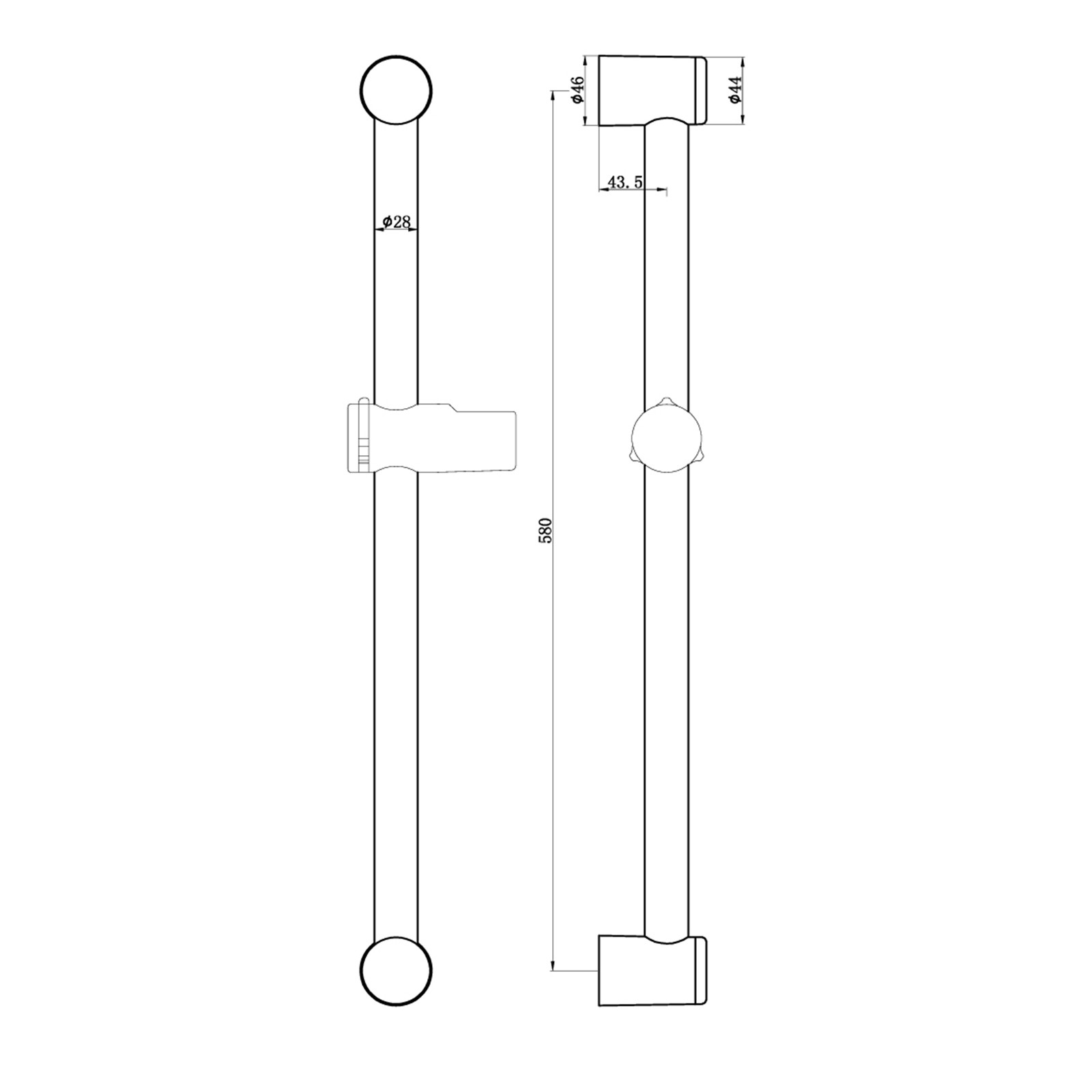 Round Chrome Exposed Thermostatic Shower Mixer Bar Valve, Shower Slider