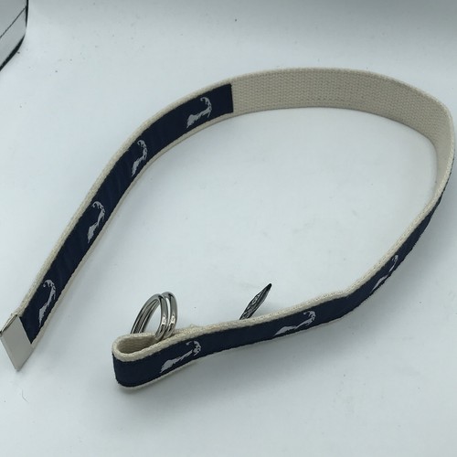 Chatham T Co Cape Cod MA Boys Youth Canvas Fabric Print Belt Small Blue D Ring - Picture 5 of 7