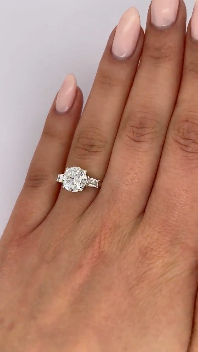Lab Grown 3.00 Cts Round Cut E VS1 CVD Diamond Ring Solitaire 14k