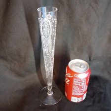 Vintage 1950's Tiffin Franciscan June Night Etched Glass Bud Vase 10In EUC USA