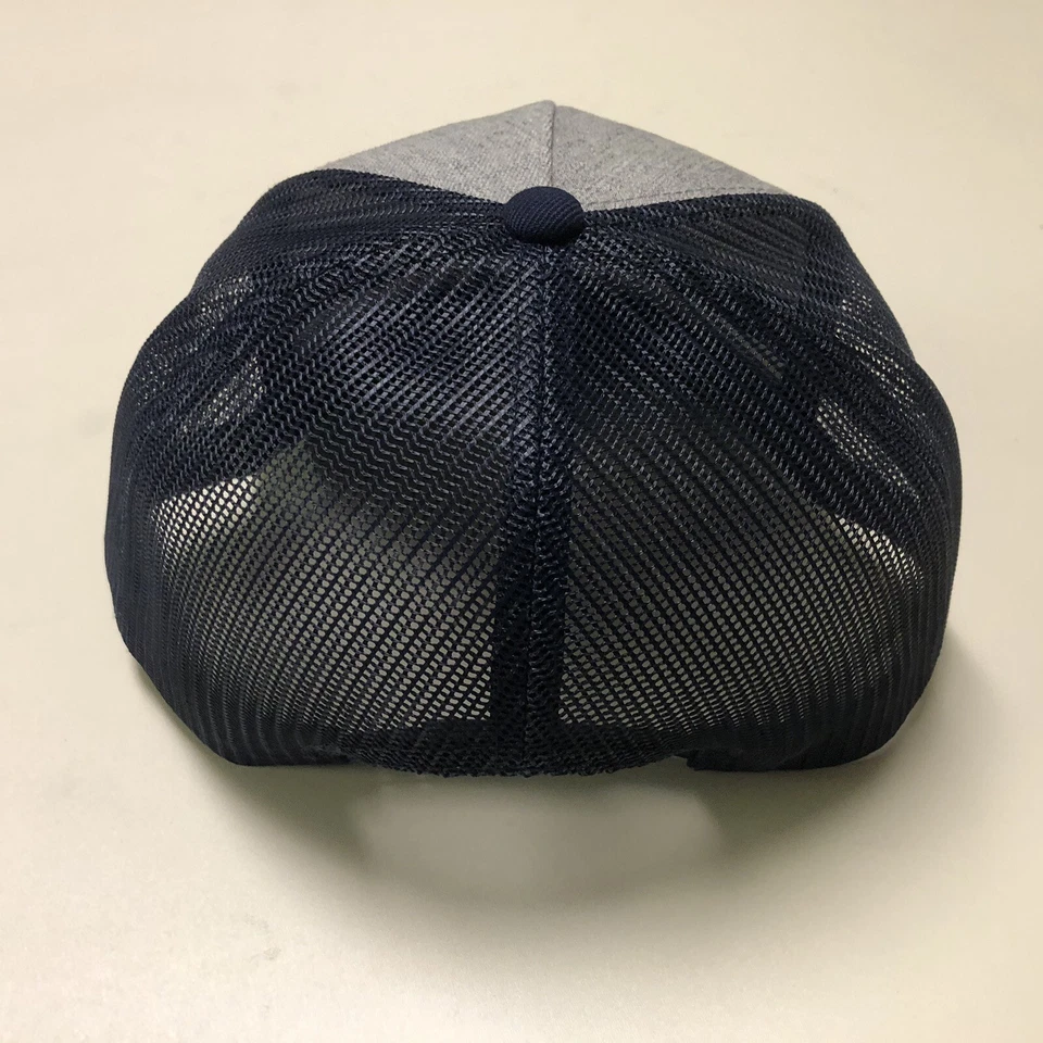 全新无标签 RVCA VA All The Way 卡车司机帽平沿帽 灰色 Heather 海军蓝 — 第 3/4 张图片